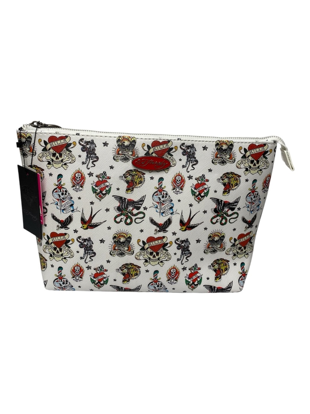Ed Hardy Love Kills Slowly Tattoo Print Cosmetic Makeup Bag Pouch Y2K